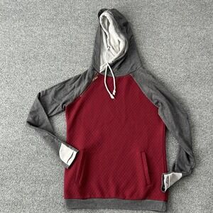 Ampersand Ave Hoodie Womens Small Red Gray Quilted Pullover‎ Pockets Stretch